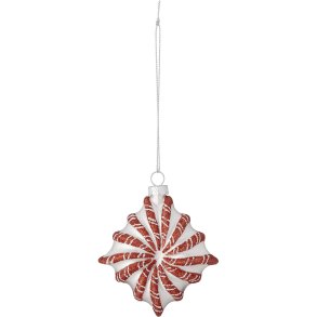 Bloomingville Bonbon-Ornament 9 cm, Weiß/Rot