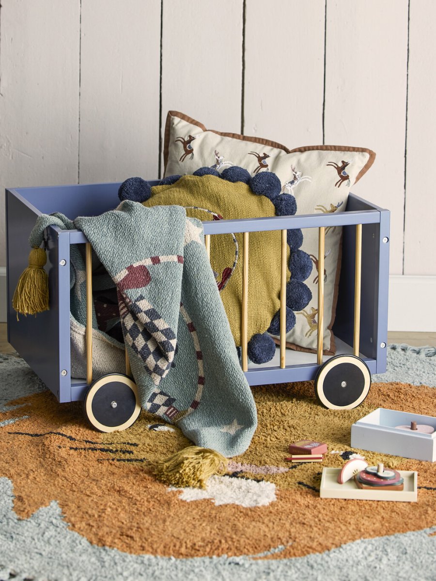 Bloomingville Mini Sebald Aufbewahrungsbox mit Rollen 60 cm, Blau