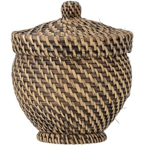 Bloomingville Leoonie Korb mit Deckel H18 cm, Rattan Schwarz 