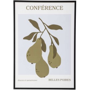 Bloomingville Poire Illustration m. Ramme 52x72 cm, Sort