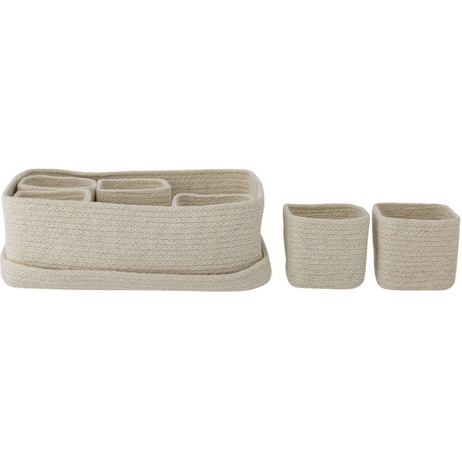 Bloomingville Annukka Korb mit Deckel 7er Set, Weiß