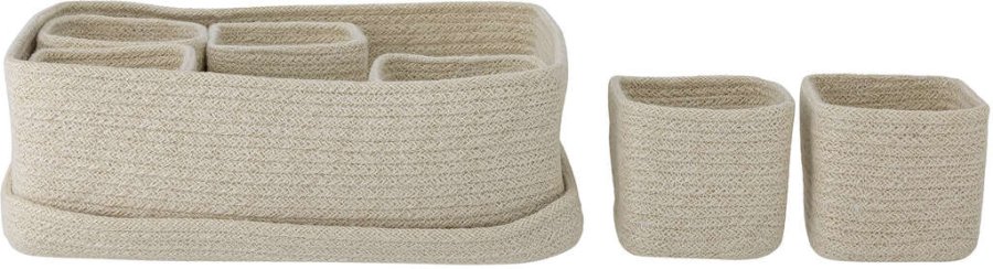 Bloomingville Annukka Korb mit Deckel 7er Set, Weiß