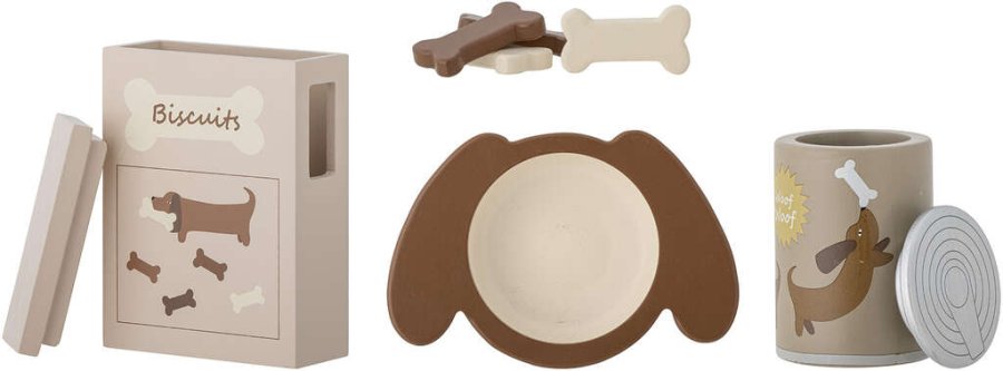 Bloomingville Mini Charlie Spielset Hundefutter 7er Set, Braun