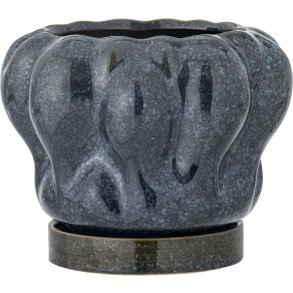 Bloomingville Hollis Blumentopf mit Untersetzer H16,5 cm, Blau