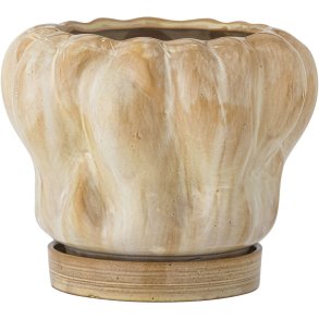 Bloomingville Hollis Blumentopf mit Untersetzer H15,5 cm, Natur