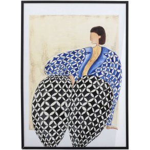 Bloomingville Vivianne Illustration m. Ramme 52x72 cm, Sort Fyr