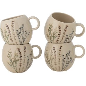 Bloomingville Bea Becher mit Handhaben 4er Set 25 cl, Natur