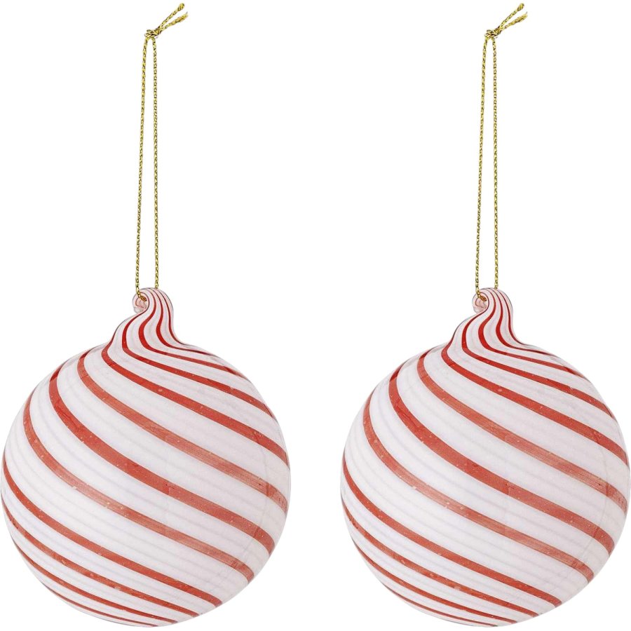 Bloomingville Zwirl Ornament 2er Set 8 cm, Rot