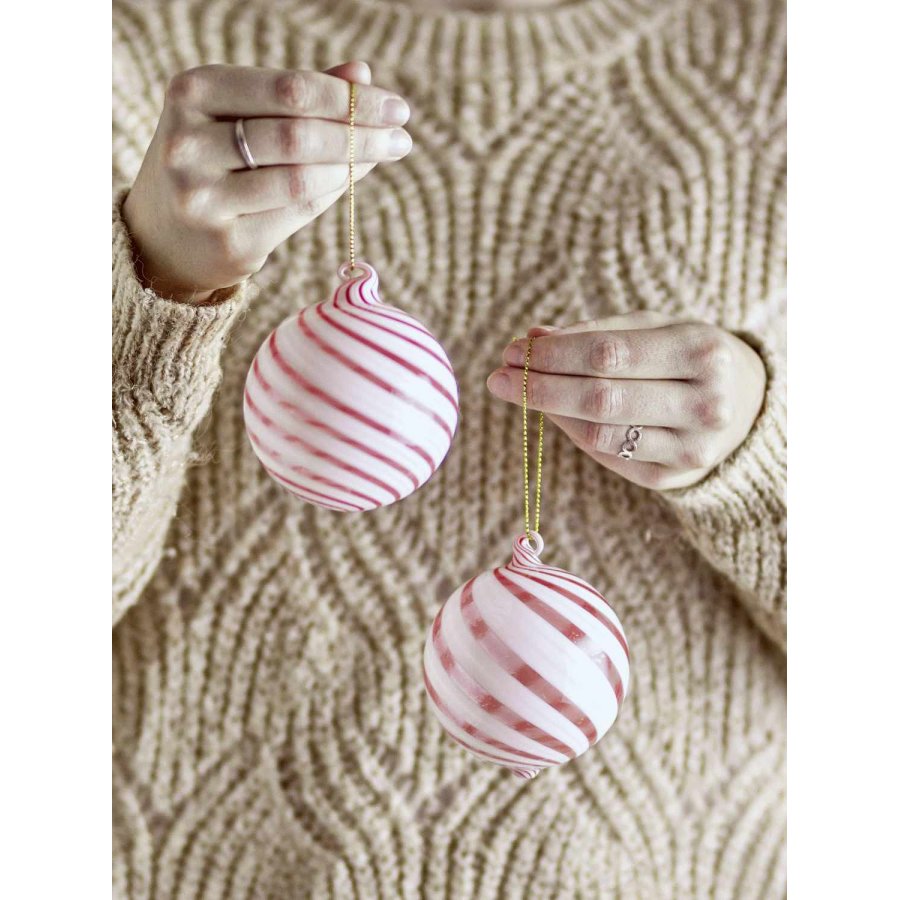 Bloomingville Zwirl Ornament 2er Set 8 cm, Rot