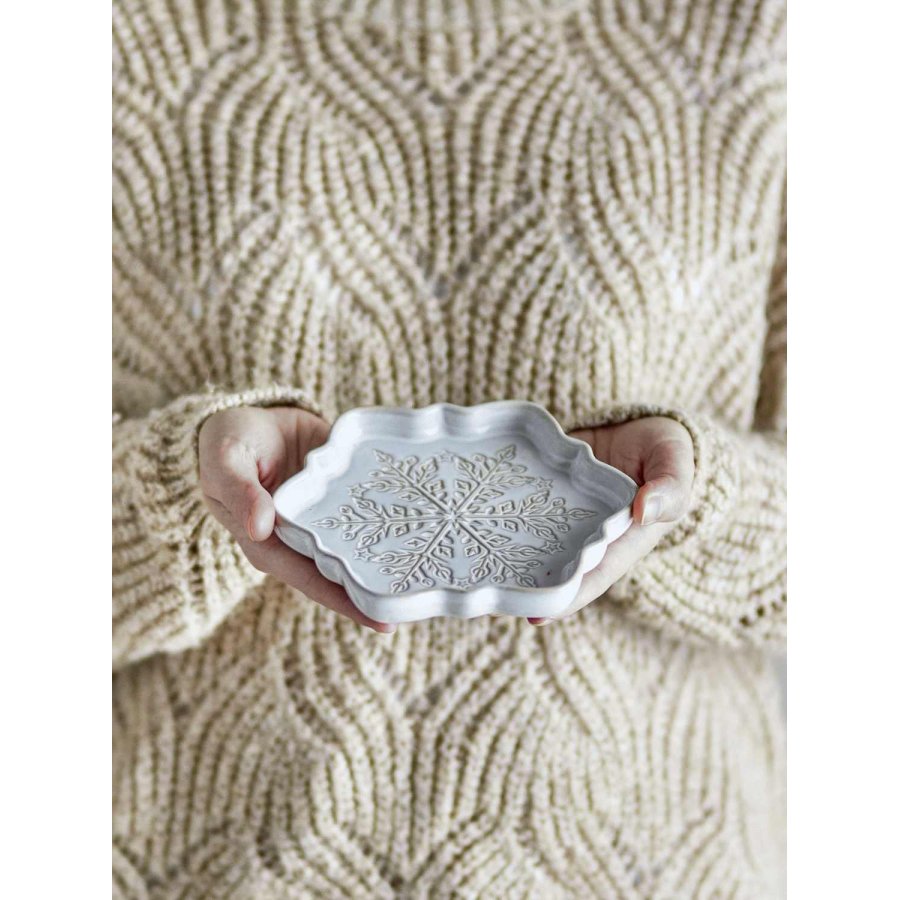 Bloomingville Winter Servierplatte 14x15,5 cm, Weiß