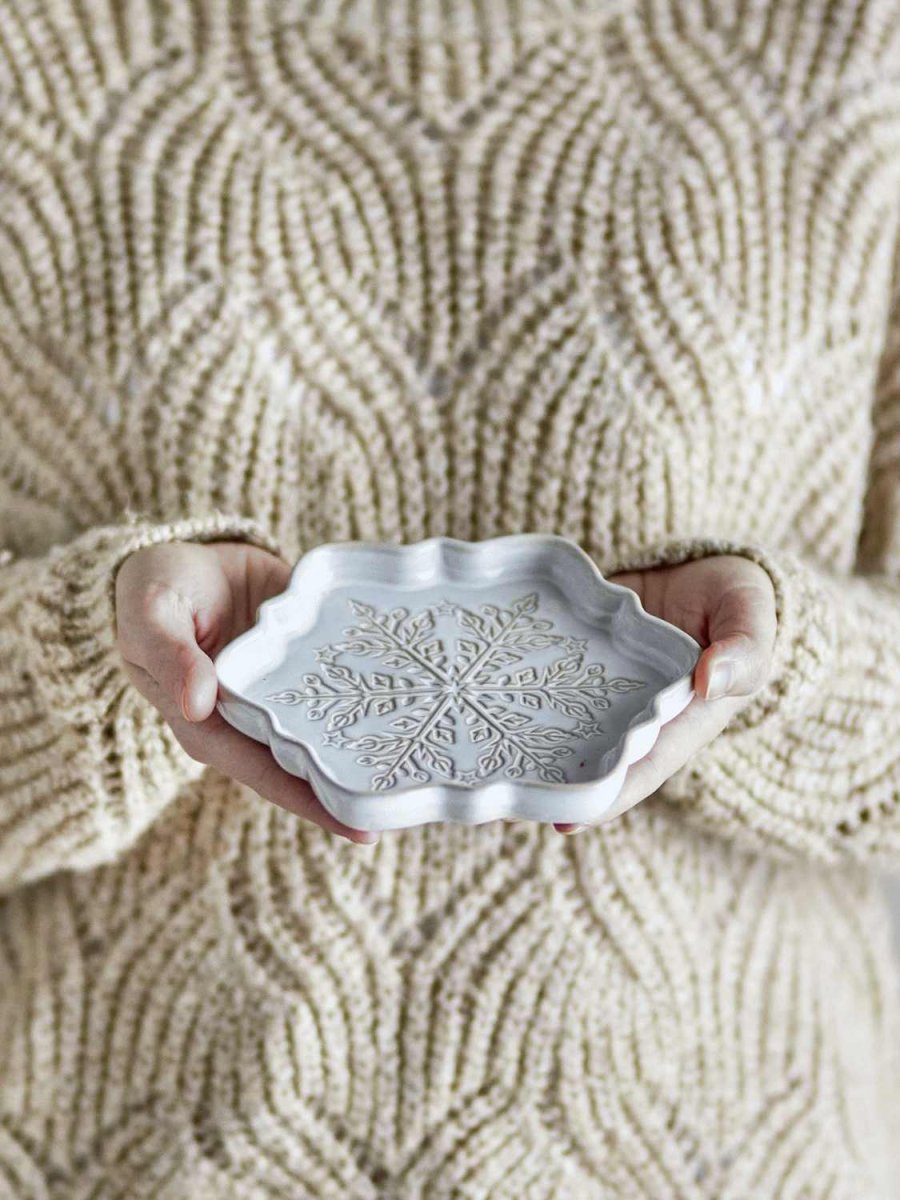 Bloomingville Winter Servierplatte 14x15,5 cm, Weiß