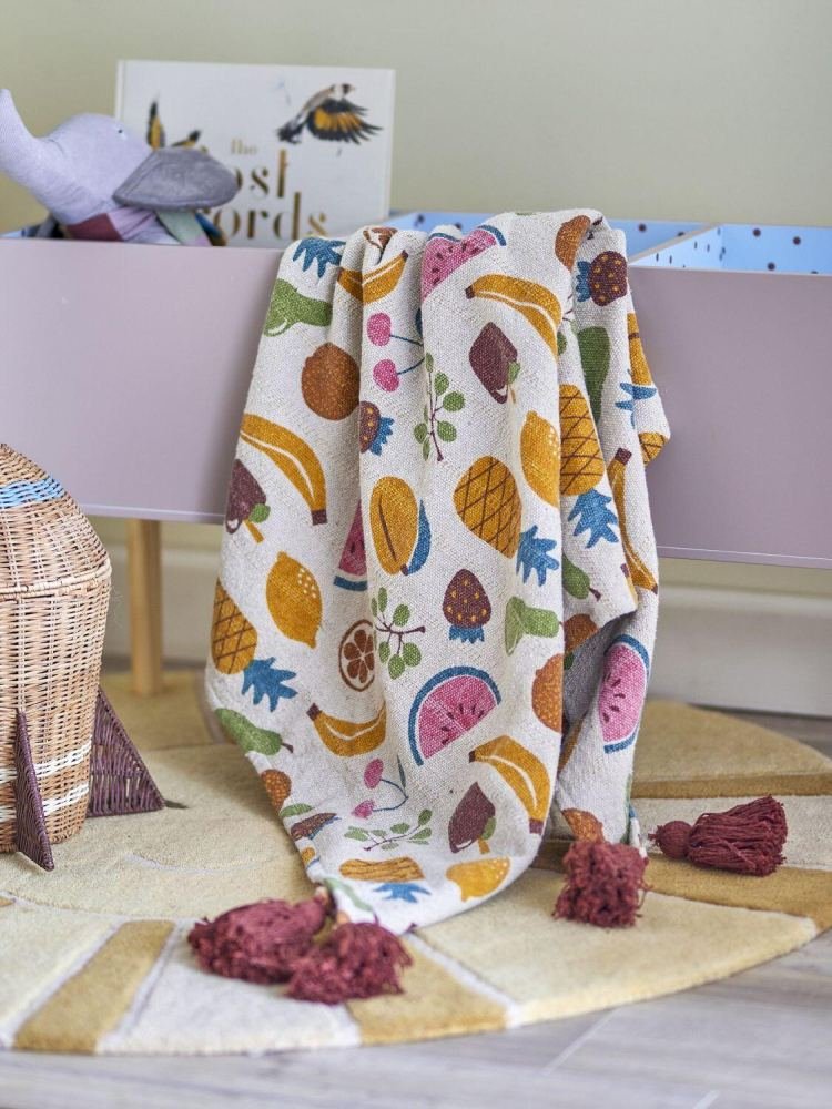 Bloomingville Mini Fruitta Decke 130x160 cm, Gelb