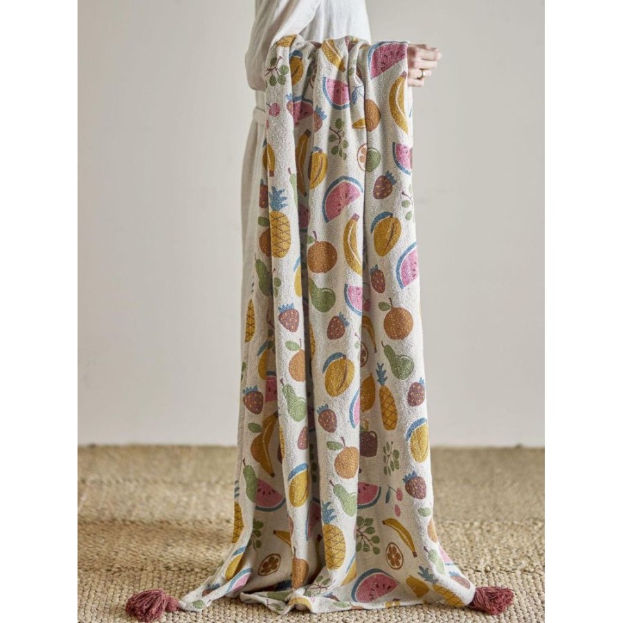 Bloomingville Mini Fruitta Decke 130x160 cm, Gelb
