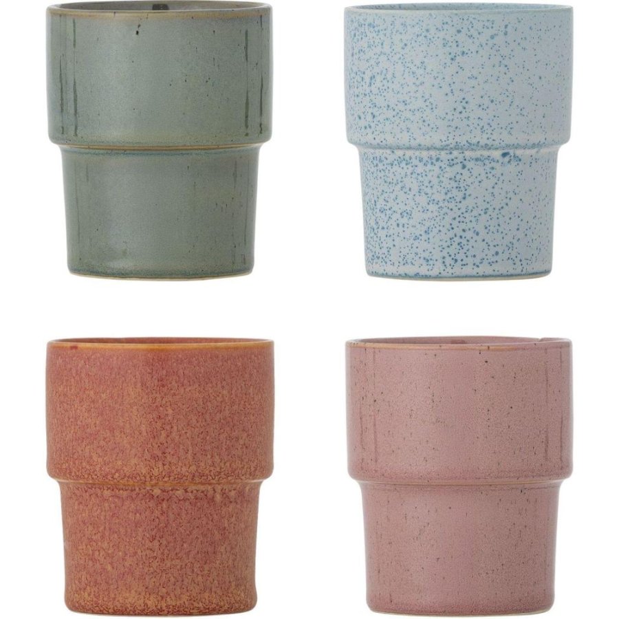 Bloomingville Ewan Tasse 4er Set 15 cl, Rosa