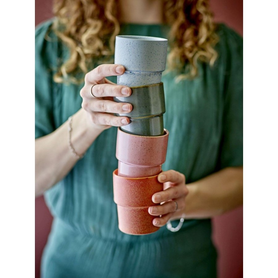 Bloomingville Ewan Tasse 4er Set 15 cl, Rosa