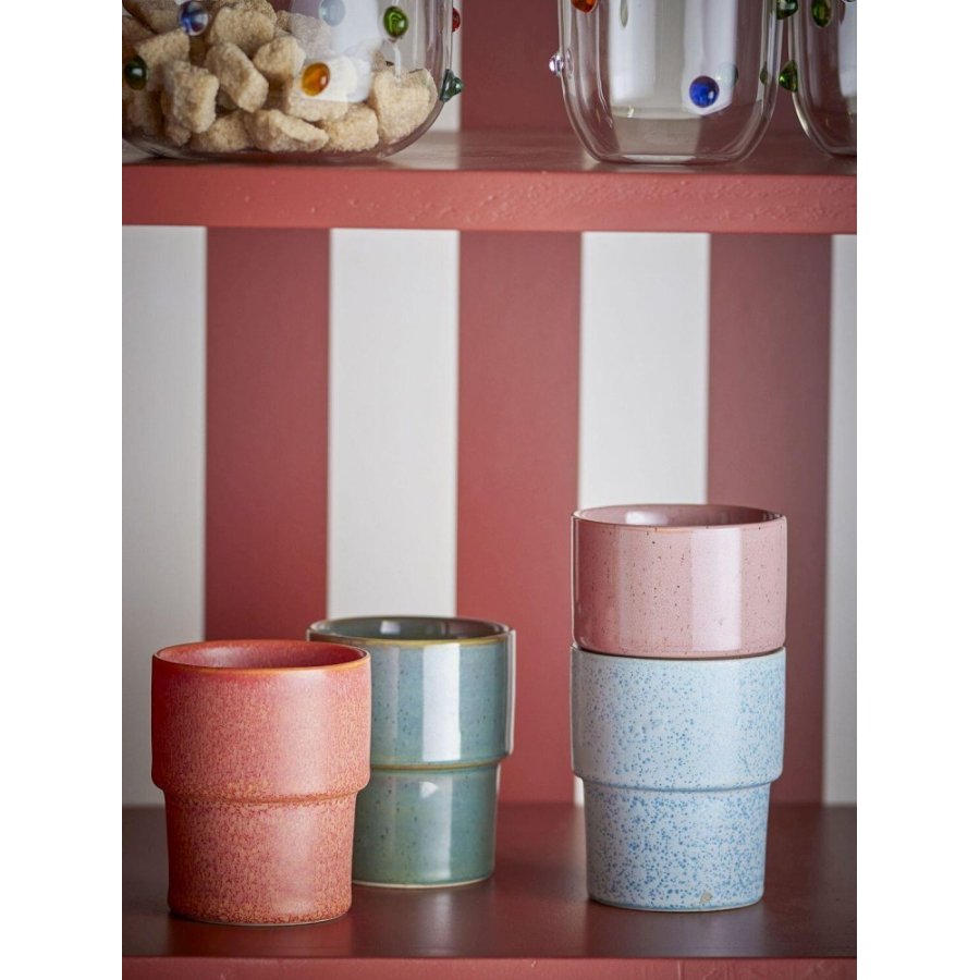 Bloomingville Ewan Tasse 4er Set 15 cl, Rosa
