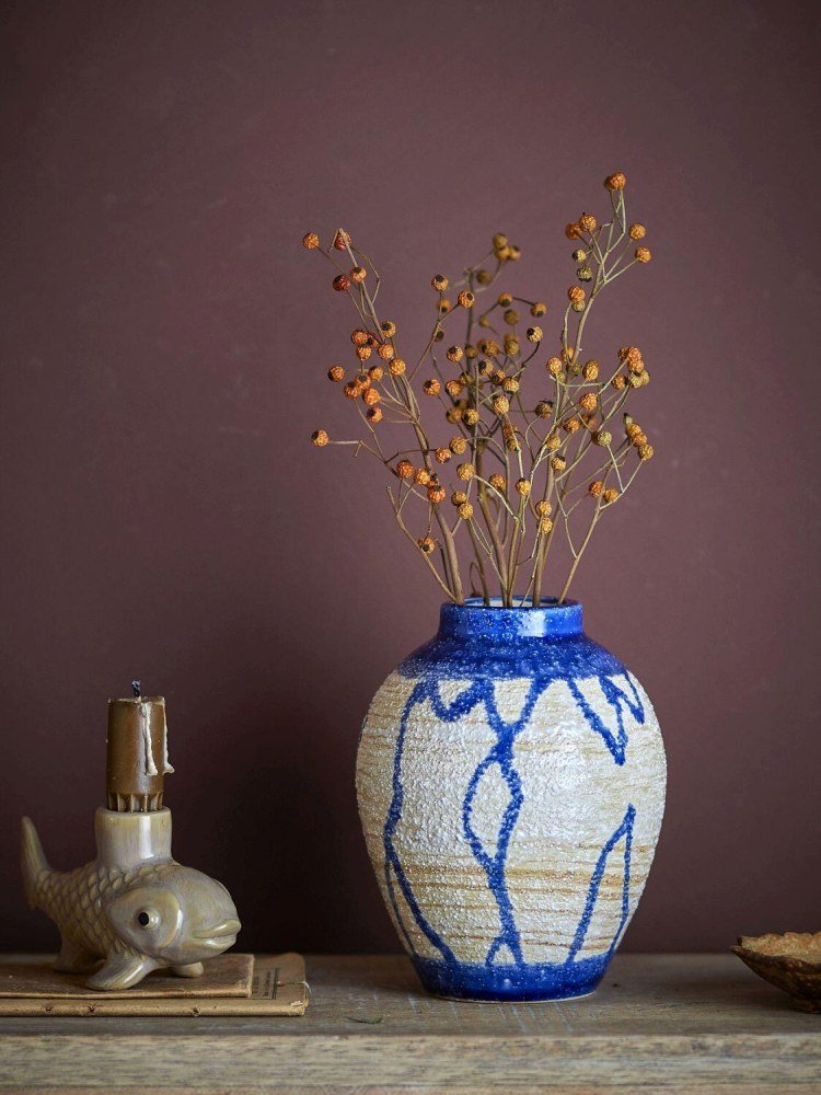Creative Collection Avon Vase H16 cm, Blau