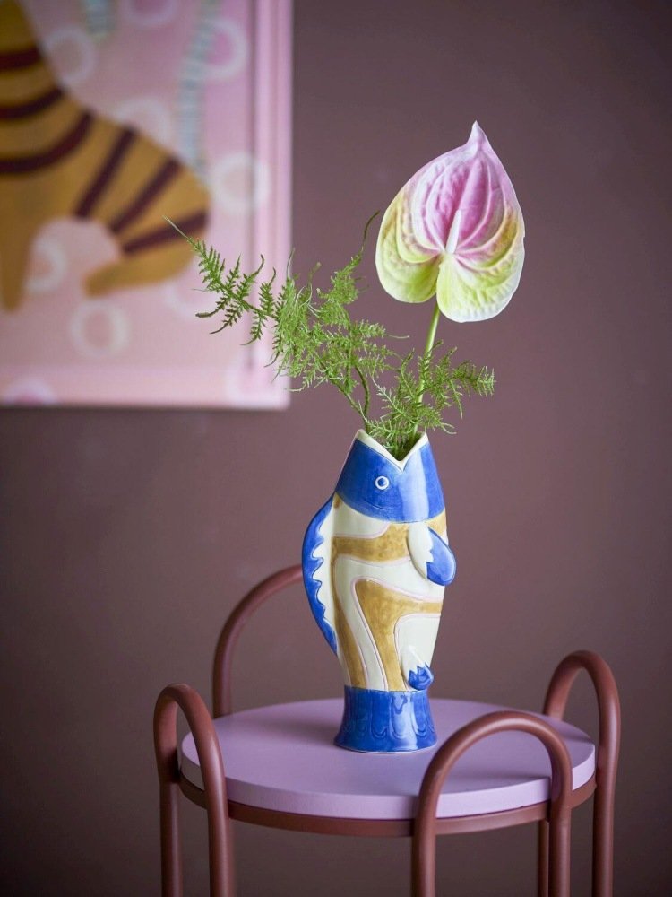 Bloomingville Irving Vase H22 cm, Blau
