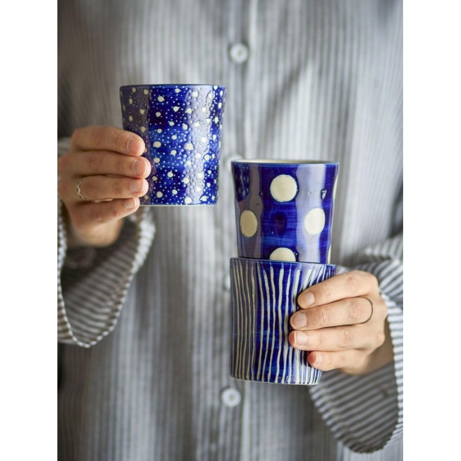 Creative Collection Minoa Tasse 3er Set 19 cl, Blau