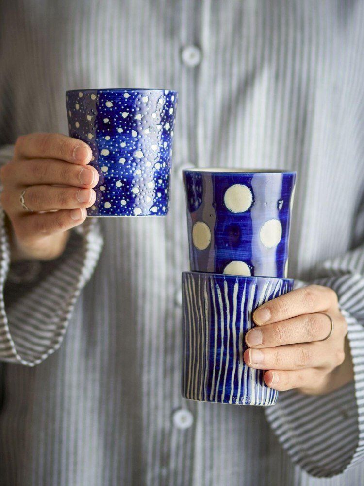 Creative Collection Minoa Tasse 3er Set 19 cl, Blau