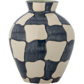 Bloomingville Check Vase H24 cm, Blau