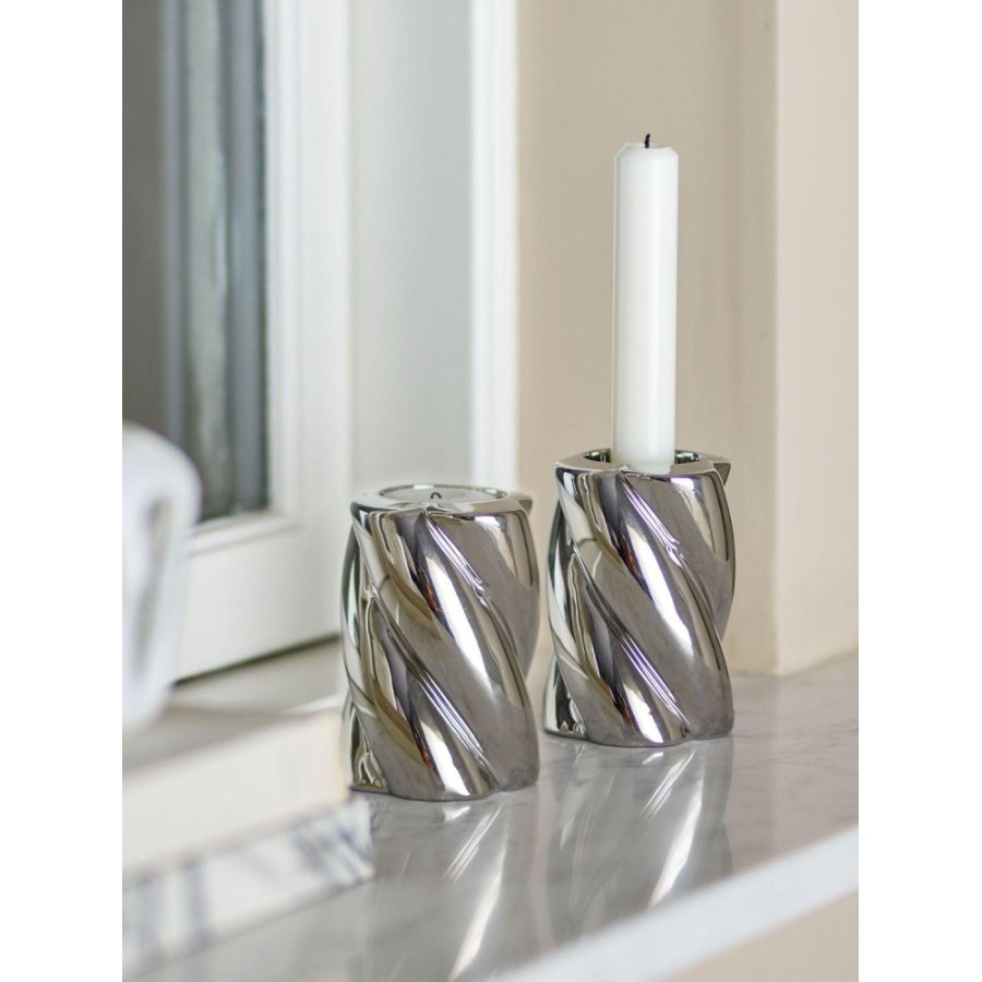 Bloomingville Silvia Kerzenhalter 2er Set H9,5 cm, Silber