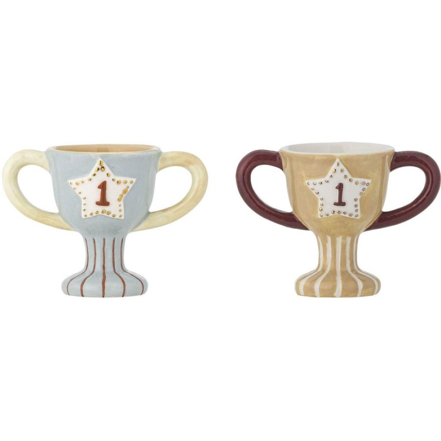 Bloomingville Mini Trophy Eierbecher 2er Set H6 cm, Blau