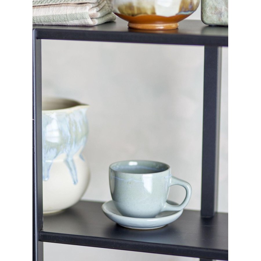 Bloomingville Brenta Tasse mit Untertasse 4er Set 18,5 cl, Blau