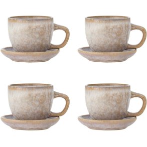 Bloomingville Brenta Tasse mit Untertasse 4er Set 18,5 cl, Rosa