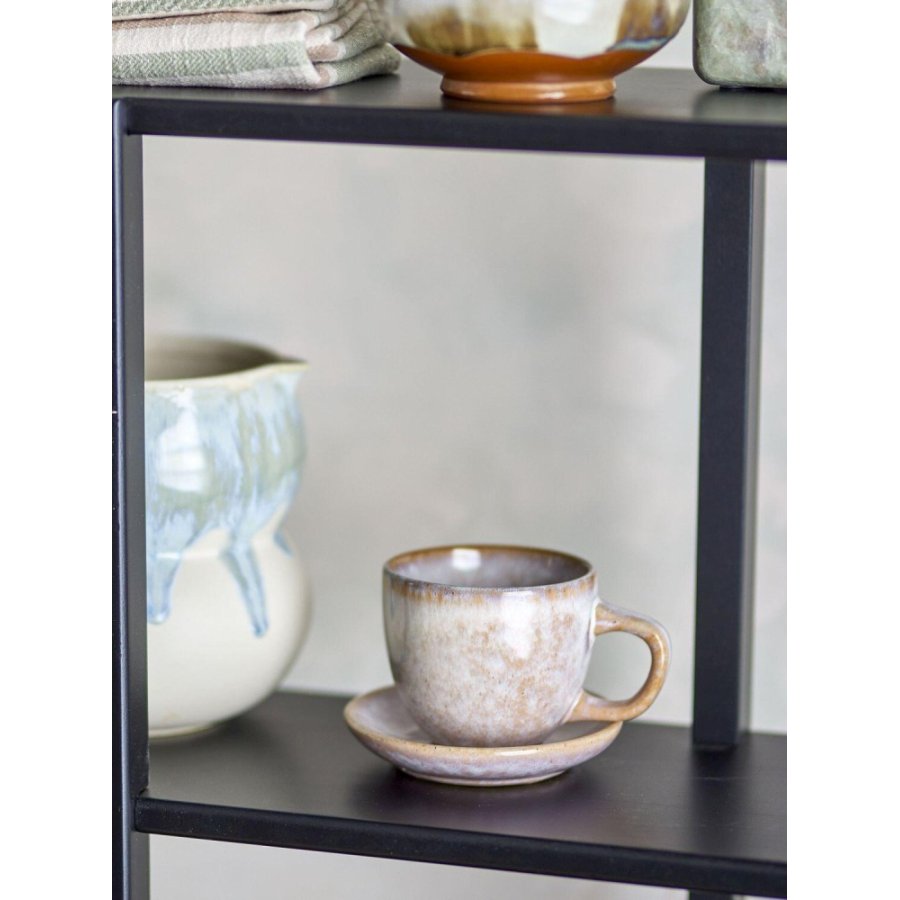 Bloomingville Brenta Tasse mit Untertasse 4er Set 18,5 cl, Rosa