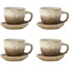 Bloomingville Brenta Tasse mit Untertasse 4er Set 18,5 cl, Natur