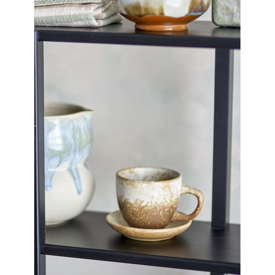 Bloomingville Brenta Tasse mit Untertasse 4er Set 18,5 cl, Natur