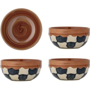 Bloomingville Check Schssel 4er Set 14 cm, Blau