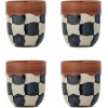 Bloomingville Check Tasse 4er Set 37,5 cl, Blau