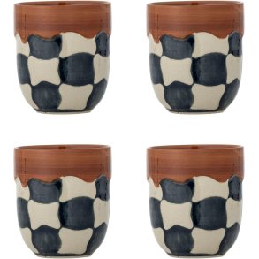 Bloomingville Check Tasse 4er Set 37,5 cl, Blau