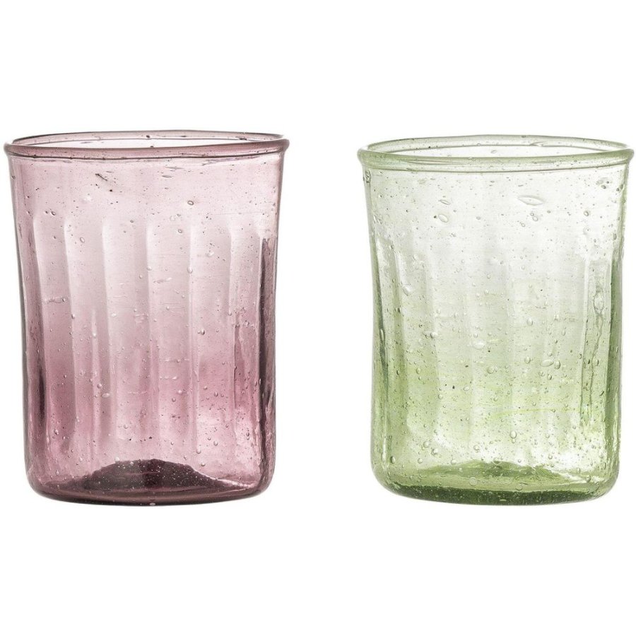 Bloomingville Sunil Trinkglas 2er Set 24 cl, Grn/Lila