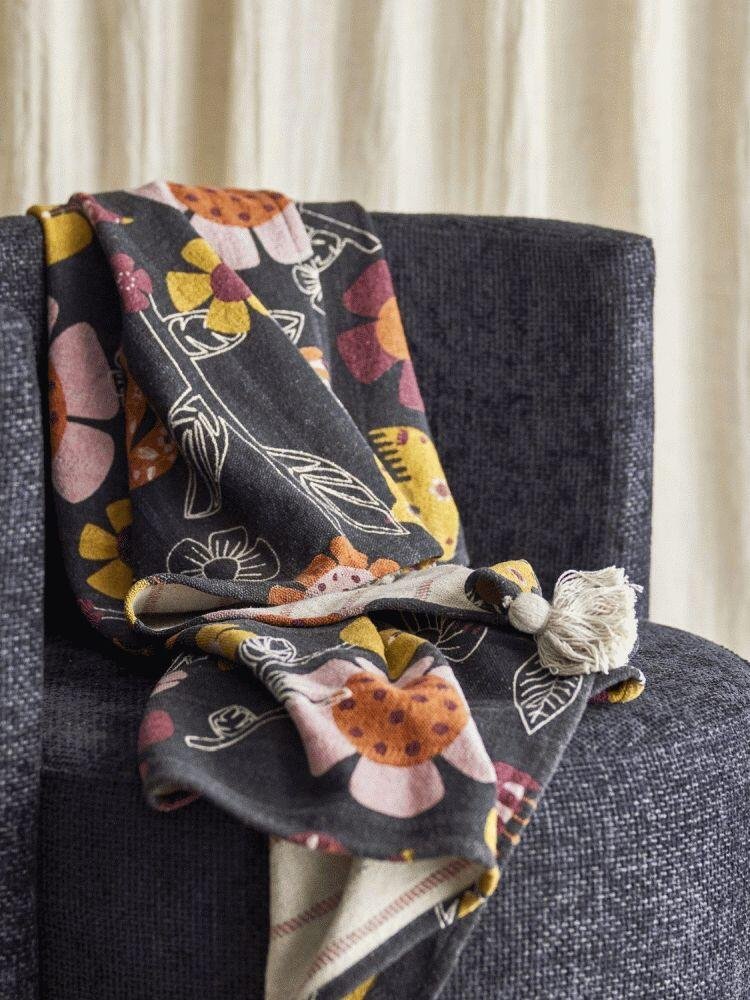 Bloomingville Vivielle Plaid 130x160 cm, Sort