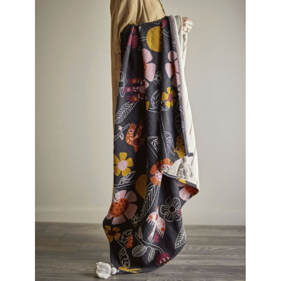 Bloomingville Vivielle Plaid 130x160 cm, Sort