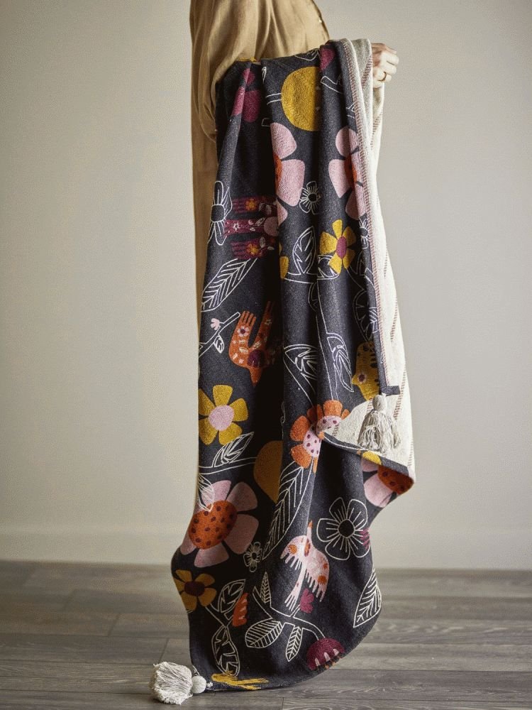 Bloomingville Vivielle Plaid 130x160 cm, Sort