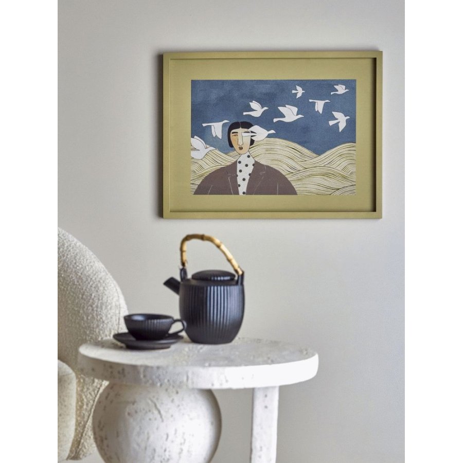 Bloomingville Flyvielle Illustration m. Ramme 47x62 cm, Fyrretr�