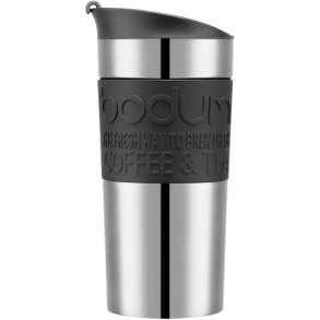 Bodum TRAVEL MUG Reisebecher m. Klicken Sie auf den Deckel 35 cl, Schwarz/Stahl