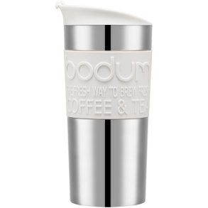 Bodum TRAVEL MUG Reisebecher m. Klickdeckel 35 cl, Wei/Stahl