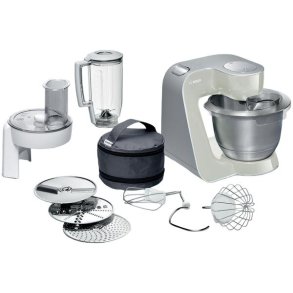 Bosch Serie 4 K�kkenmaskine 1000W inkl. 9 stk Tilbeh�r, Gr�/S�lv