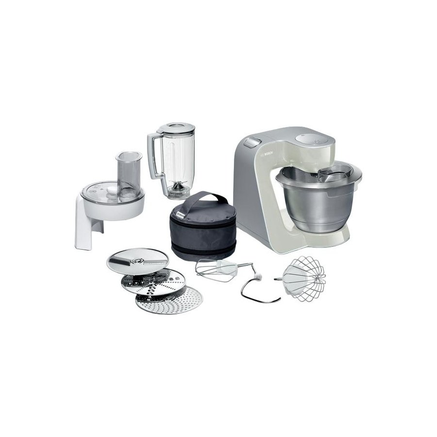 Bosch Serie 4 K�kkenmaskine 1000W inkl. 9 stk Tilbeh�r, Gr�/S�lv