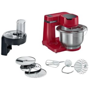 Bosch Serie 2 K�kkenmaskine 700W inkl. 7 stk Tilbeh�r, R�d/s�lv
