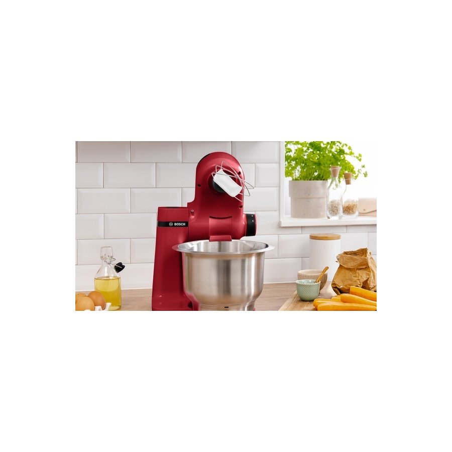 Bosch Serie 2 K�kkenmaskine 700W inkl. 7 stk Tilbeh�r, R�d/s�lv