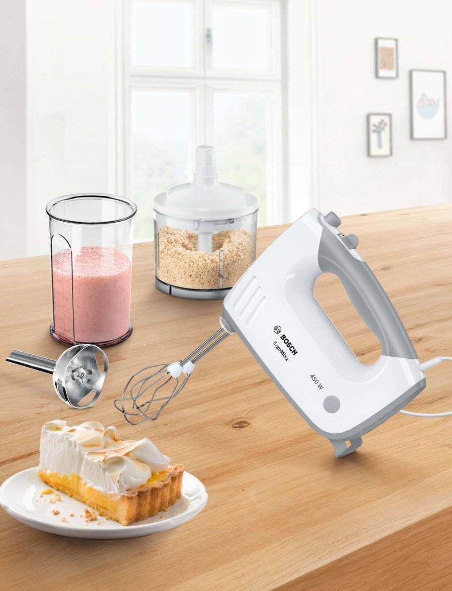 Bosch ErgoMixx Hndmixer m. Tilbehr 450W, Hvid/Window Grey