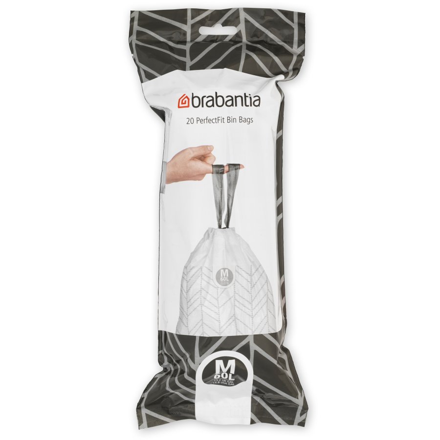 Brabantia PerfectFit Affaldspose M 20 stk. 60 L, Hvid