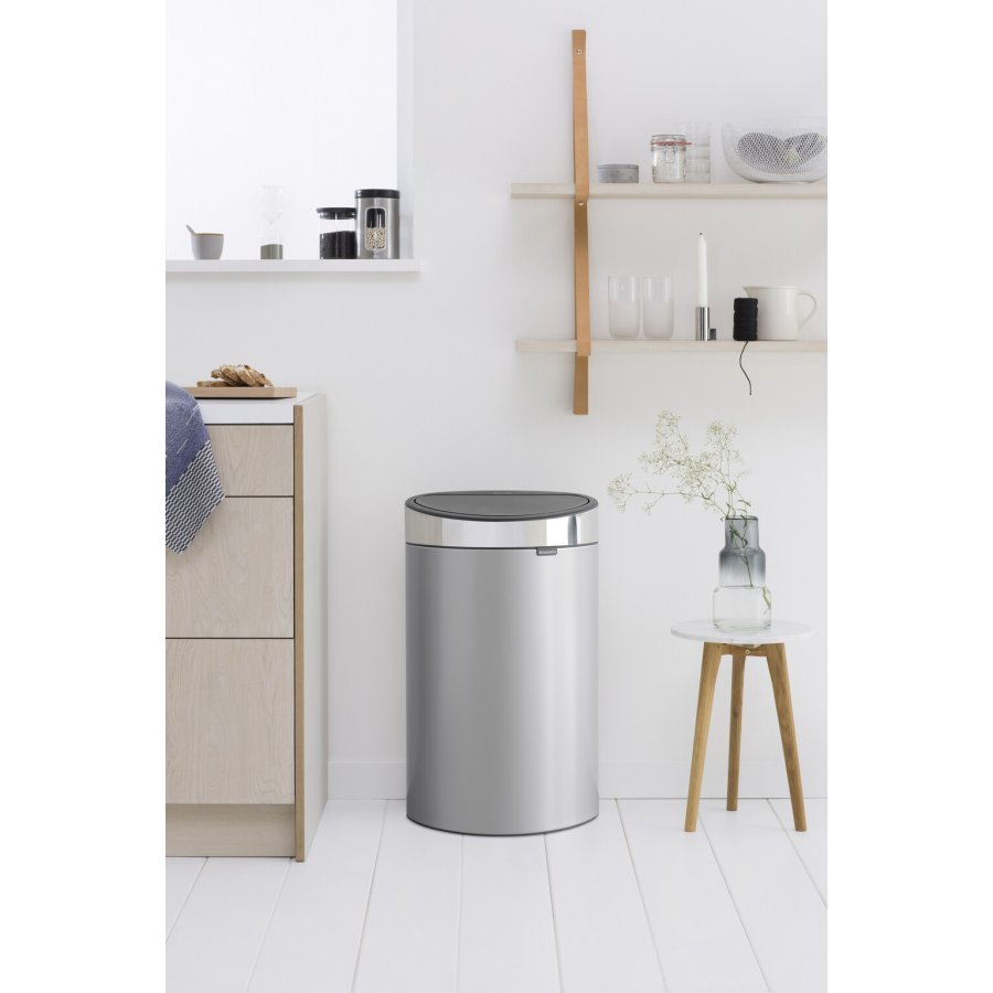 Brabantia Touch Affaldsspand m. Fingerprint Proof Lg 40 L, Metallic Grey