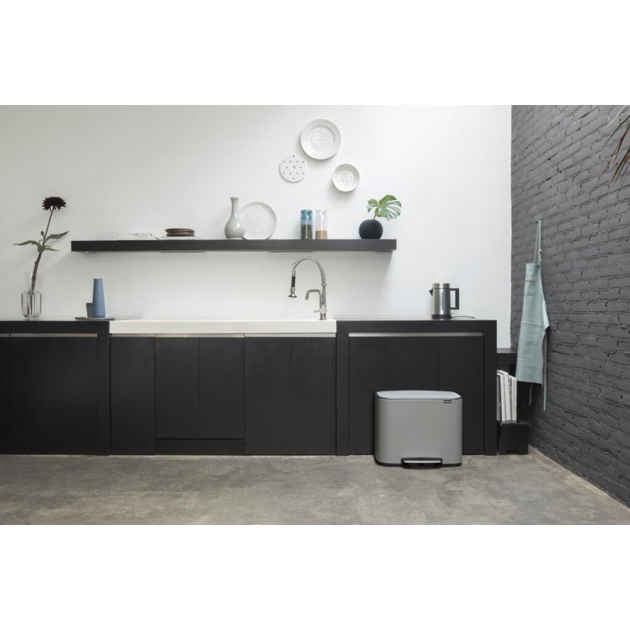 Brabantia Bo Pedalspand 3x11 L, Mineral Concrete Grey